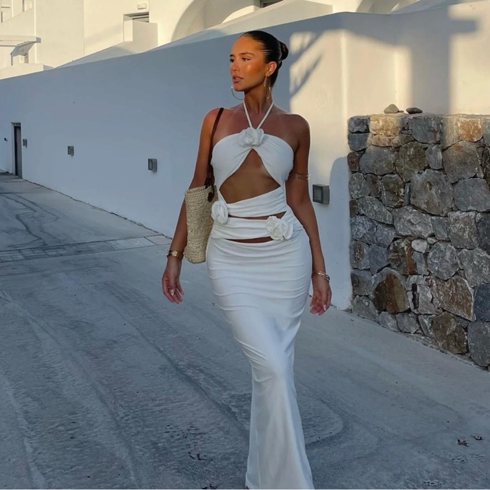 White cut out maxi dress